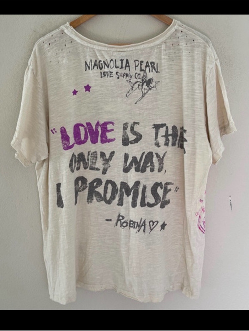 Magnolia Pearl Cream Tee with Purple & Black Graphic